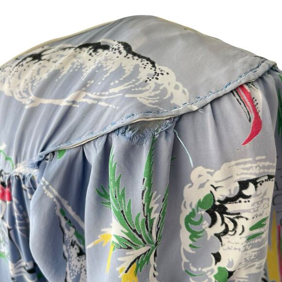 Vintage 1940’s/50’s Surf/ Fishing Print Hawaiian Muu-Muu Dress, Small - Picture 11 of 12